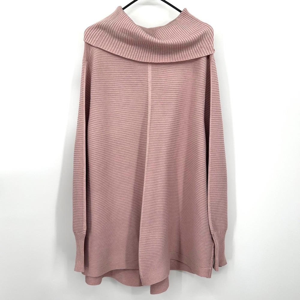 Cyrus Womens 3X Mauve Pink Cowl Neck Ribbed Knit Tunic Sweater R641501FWM